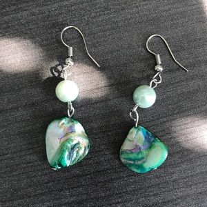 Drop earrings with blue shell